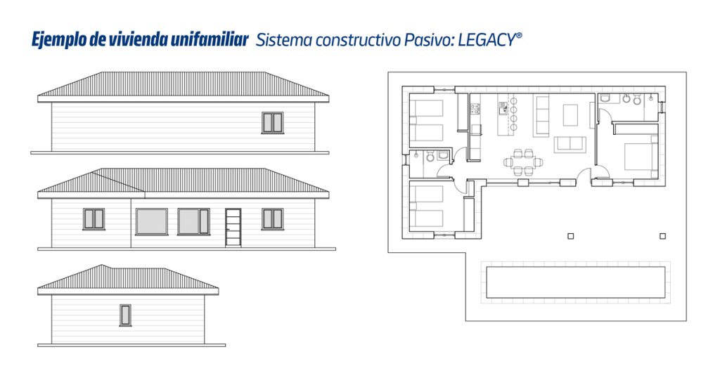 Guía de plano de vivienda unifamiliar pasiva construida con Legacy