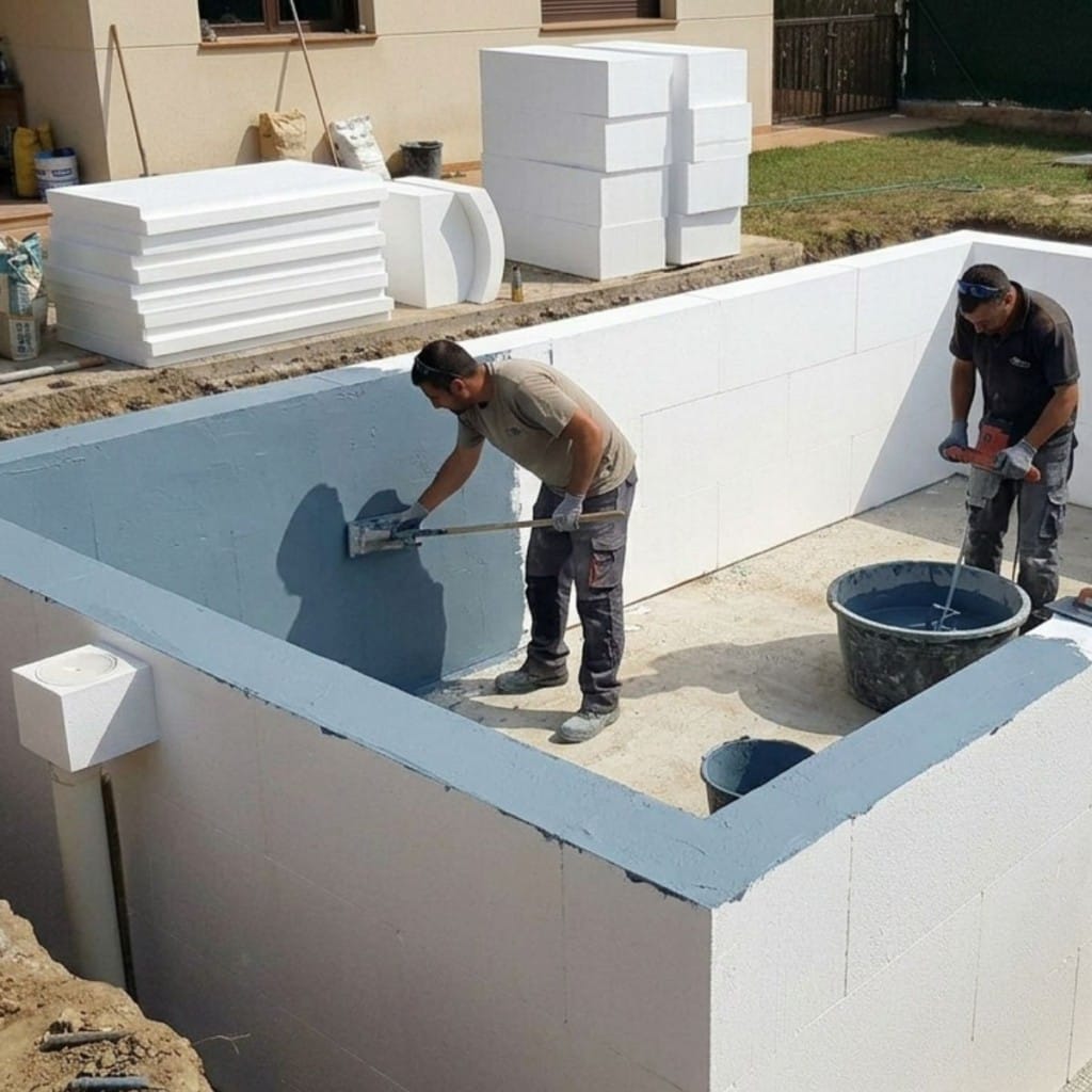 piscina con bloques EPS