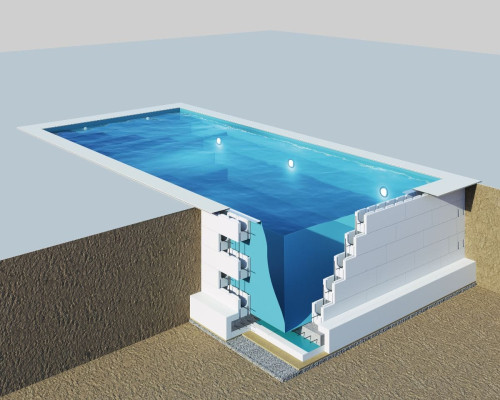 Bloques modulares Legacy en EPS para la construcción de piscinas
